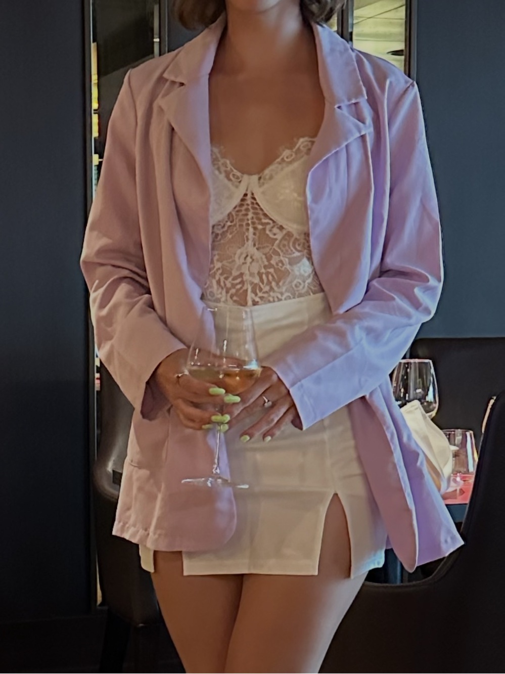 SHEIN: White Mini Skirt with Front Slits and Built-In Shorts